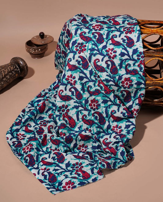 Grey Floral print cotton 42 inch