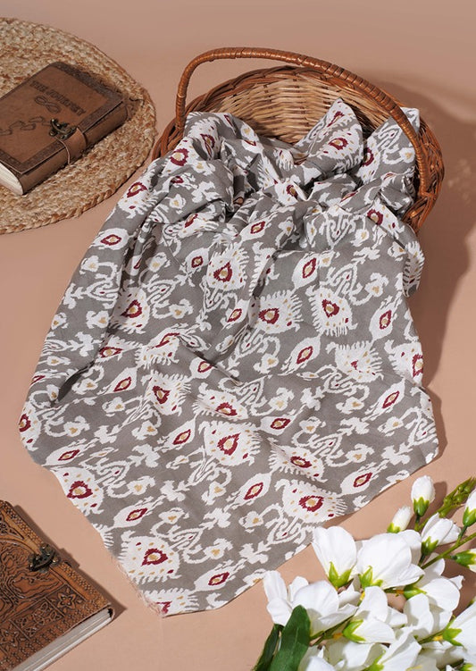 Off White Khari & gold Ikkat cotton 42 inch