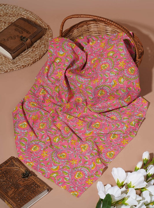 Pink Floral print cotton 42 inch
