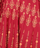 Bunkari's Red Embroidery Anarkali Kurta (Women)