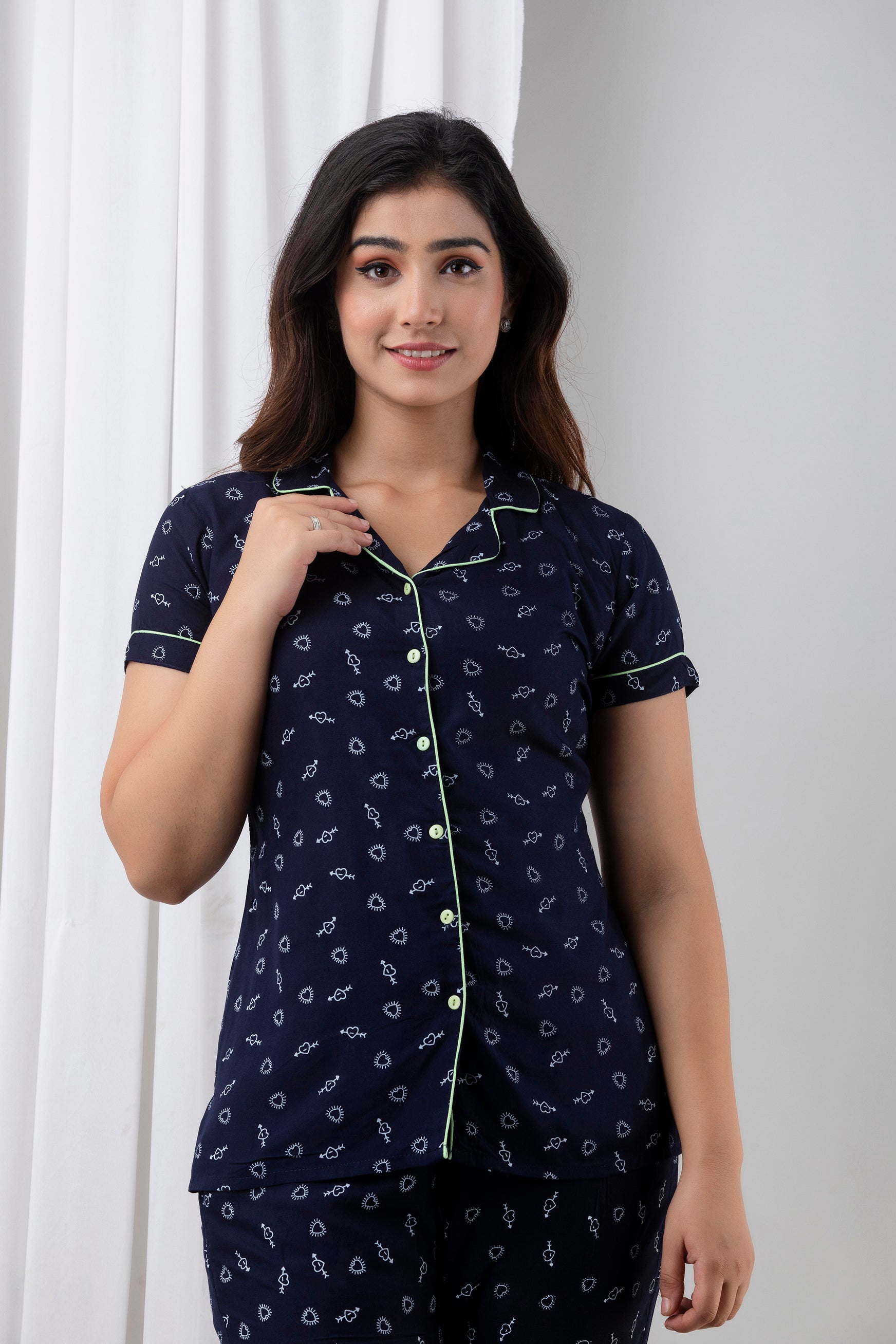 lenissa women night suit night dress lounge wear - printed - half sleeve -  100% pure cotton - top & pajama set by at Best Price ₹ 849 with many  options Only