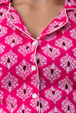 Bunkari Women Night Suit Set Pink Printed