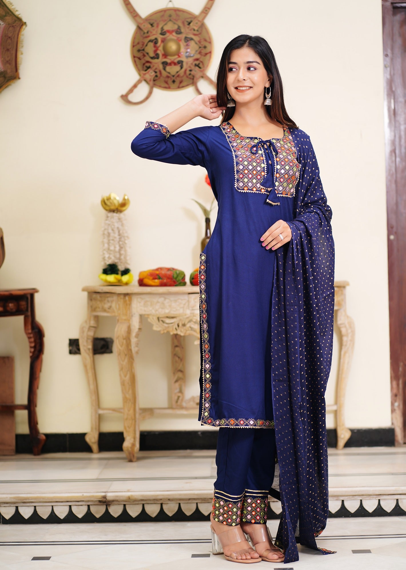 Blue Women Kurta And Pant Set