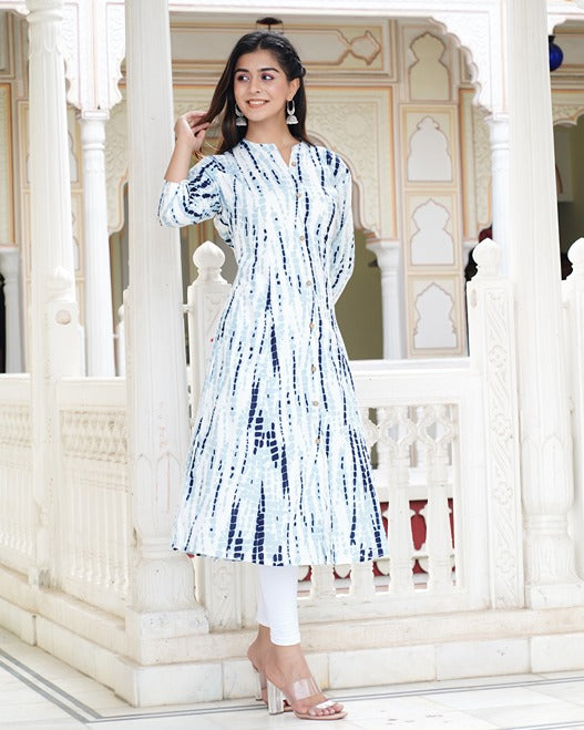 Women Striped A Line Grey Kurta