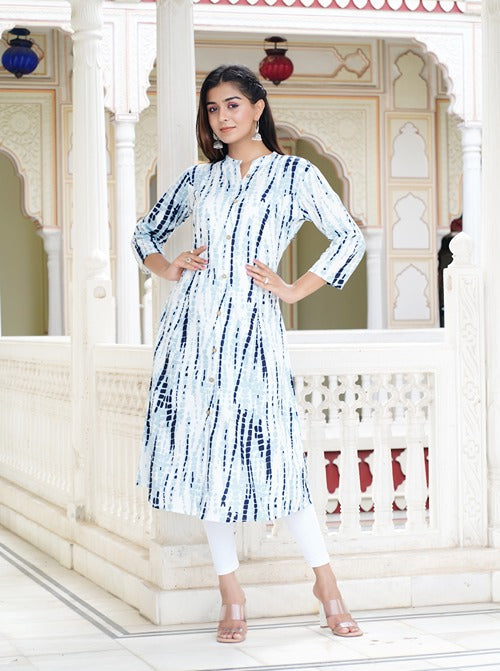 Women Striped A Line Grey Kurta