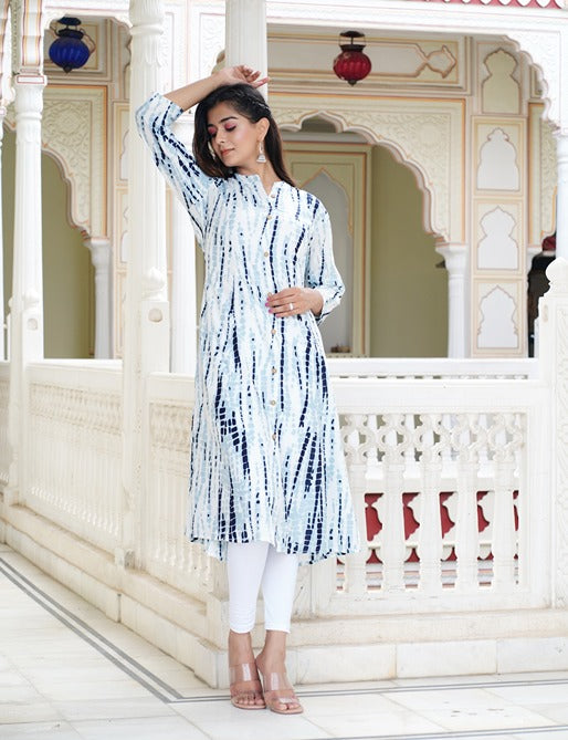 Women Striped A Line Grey Kurta