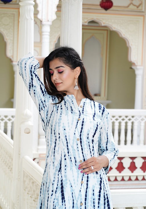 Women Striped A Line Grey Kurta