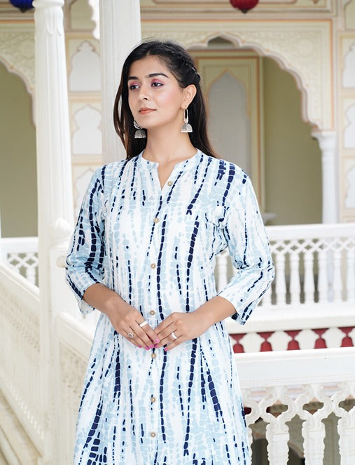 Women Striped A Line Grey Kurta