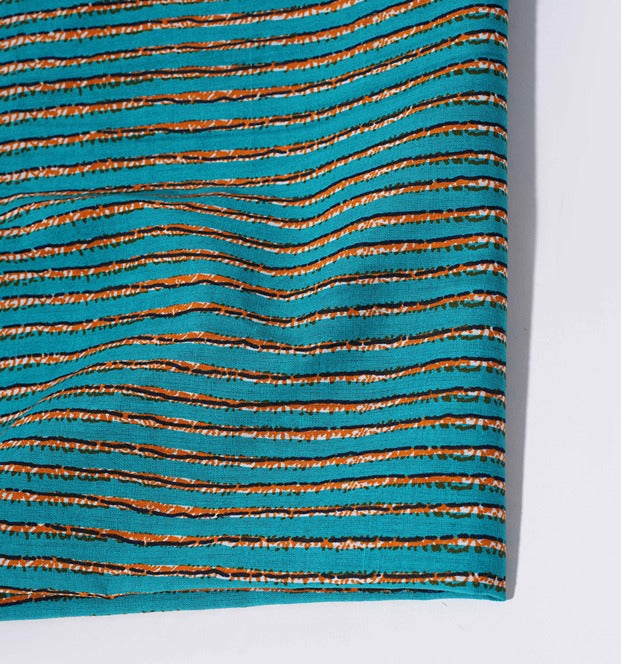 Blue Stripes Print Cotton 42 inch