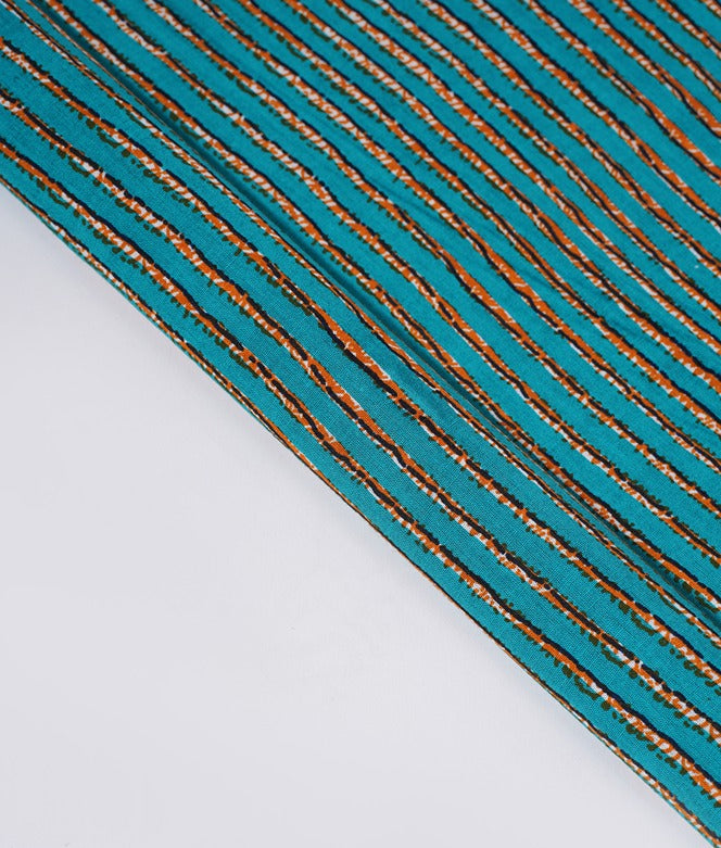 Blue Stripes Print Cotton 42 inch