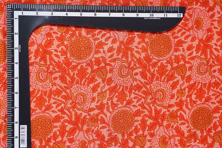 Orange floral print cotton 42 inch