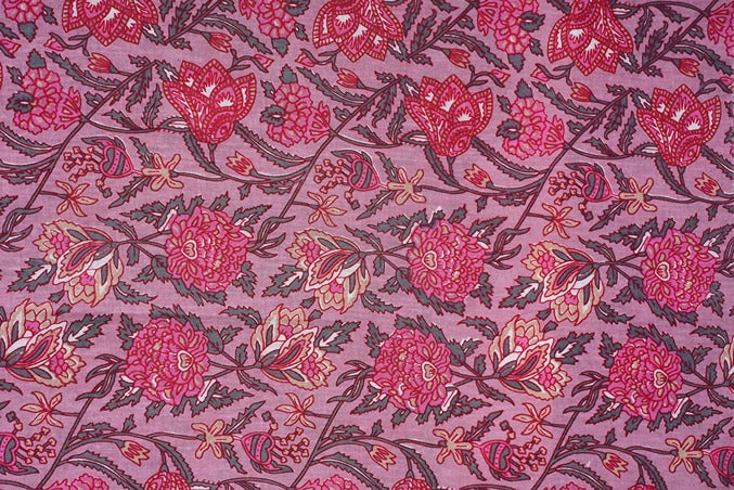 Pink Block Print Cotton 42 inch