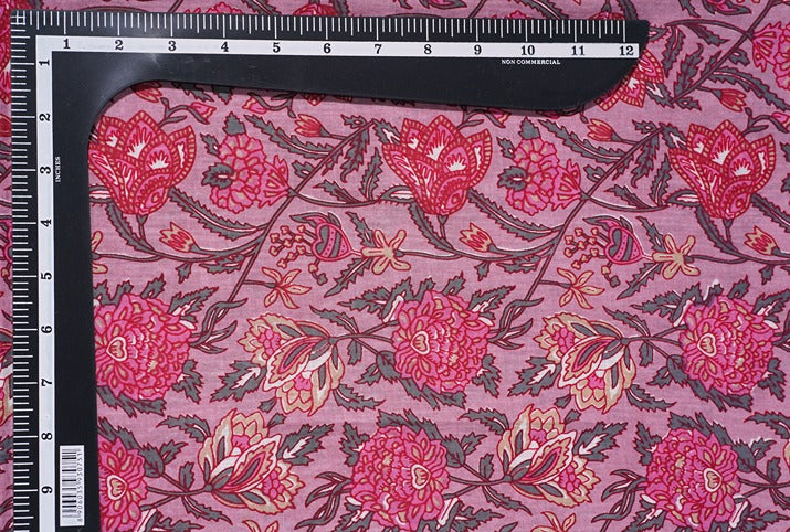 Pink Block Print Cotton 42 inch