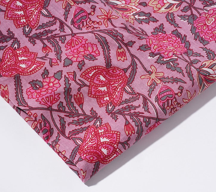 Pink Block Print Cotton 42 inch