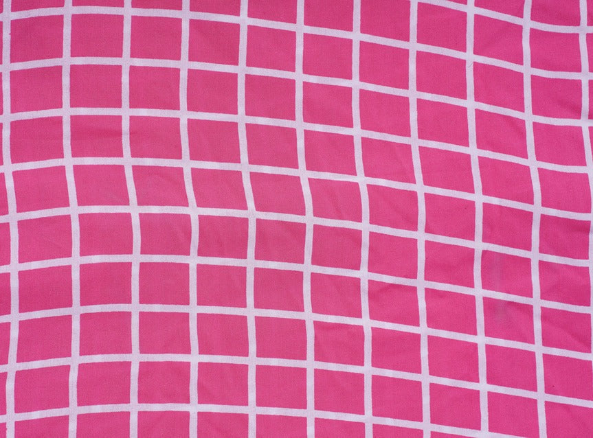 Pink check print Rayon 42 inch