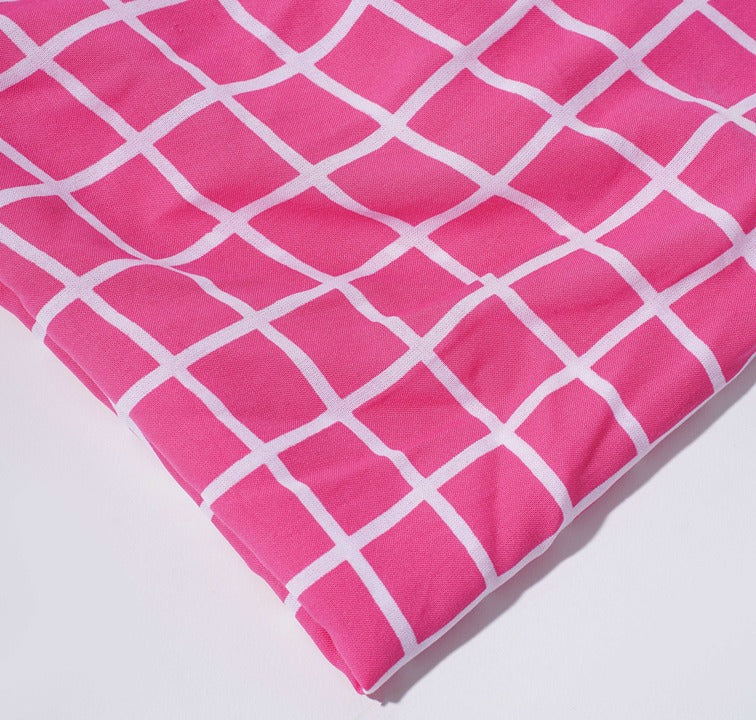 Pink check print Rayon 42 inch