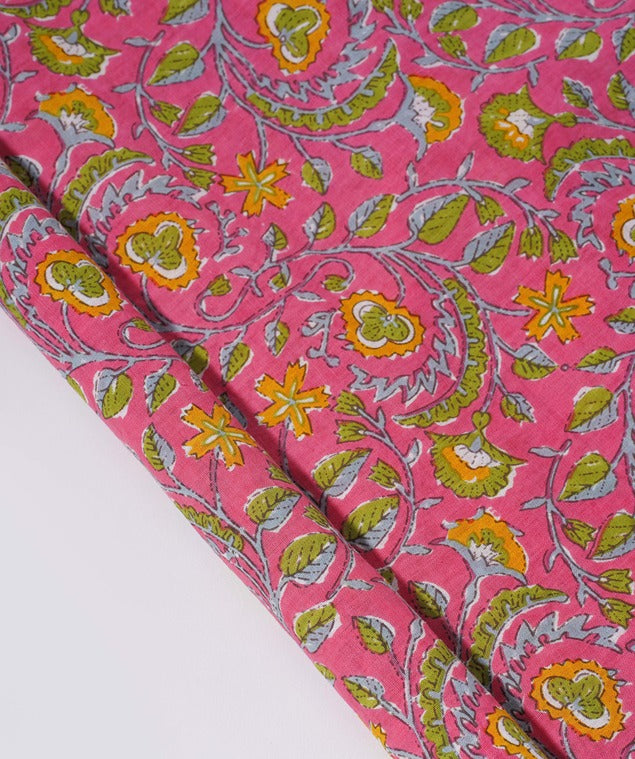 Pink Floral print cotton 42 inch