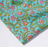 Green Floral print cotton 42 inch