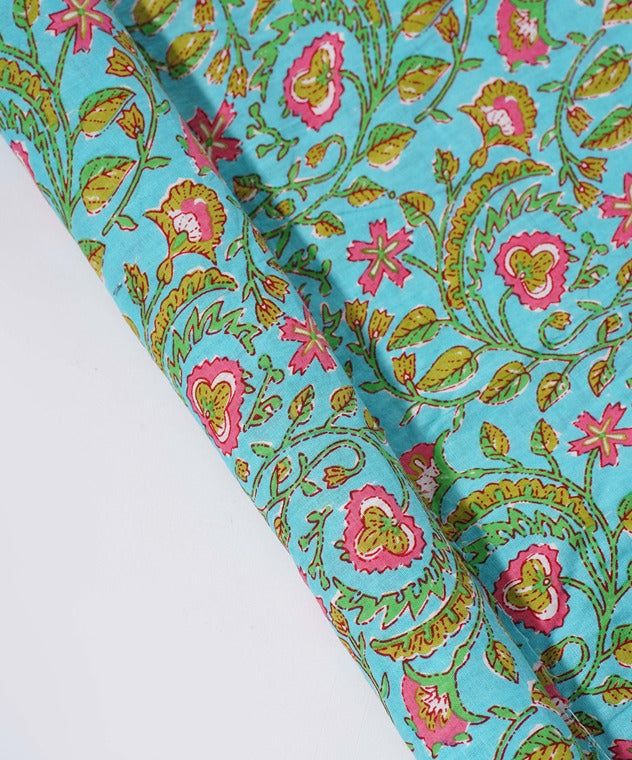 Green Floral print cotton 42 inch