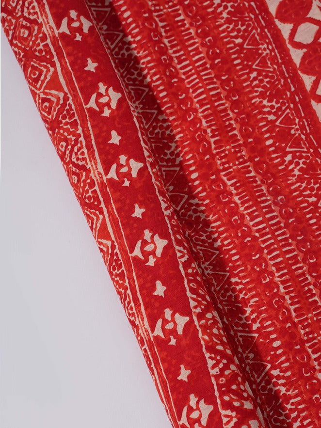 Red Abstract print cotton 42 inch