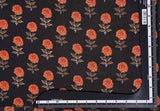 Brown Floral Block print cotton 42 inch