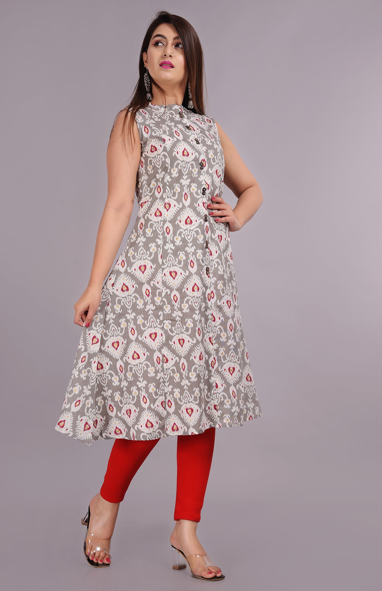 Off White Bunkari Women Printed Straight Kurta